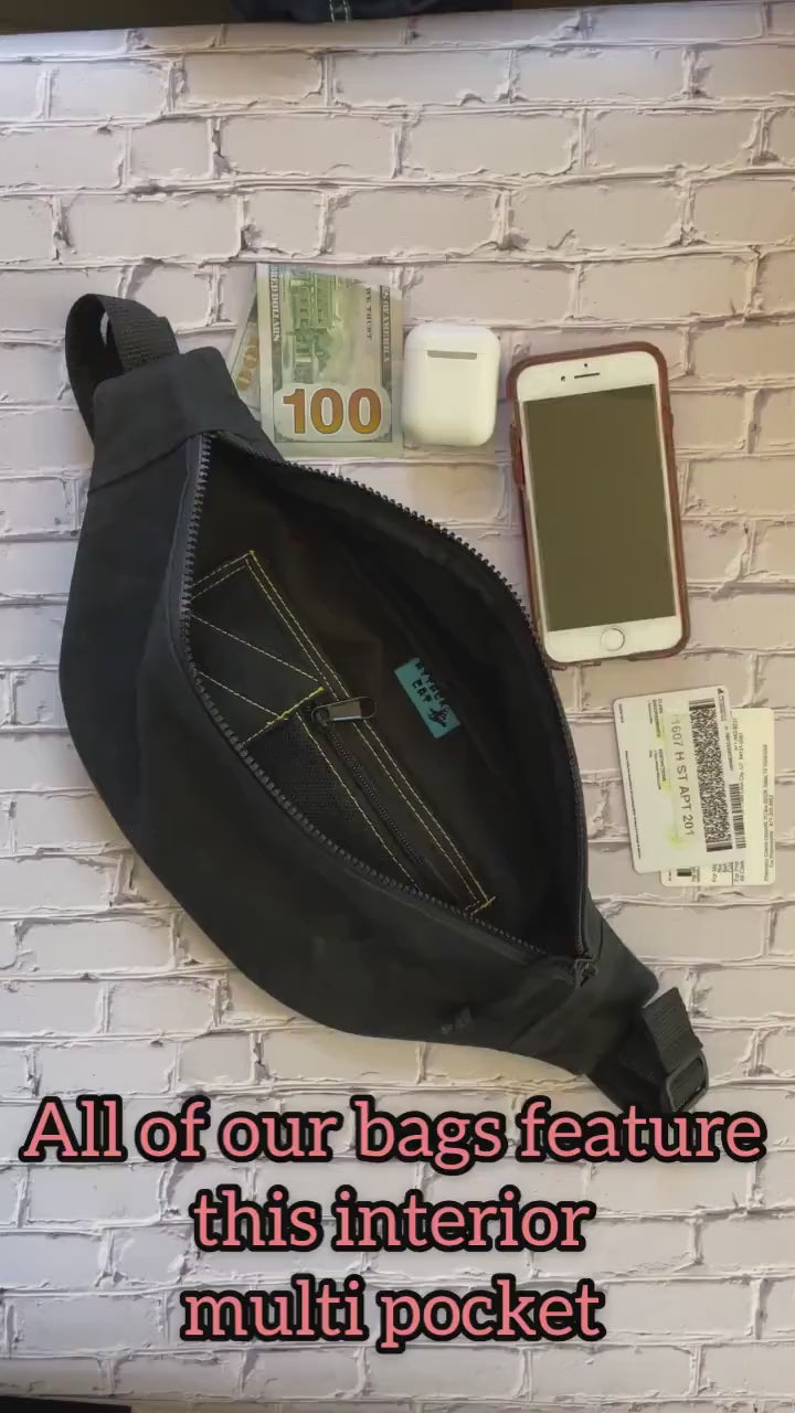 Bison Waxed Canvas Sling Bag | Mini Pouch Wallet Set | Plus Size Belts Available | Southwest Buffalo Americana Style