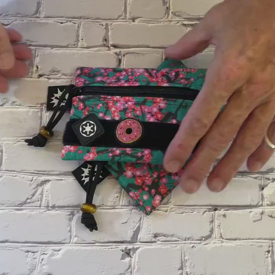 Waxed Canvas EDC Pouch | Mini Pouch | Small Zipper Wallet | Everyday Carry Bag | Hook and Loop Pouch | EDC Gear | Cherry Blossom Flowers