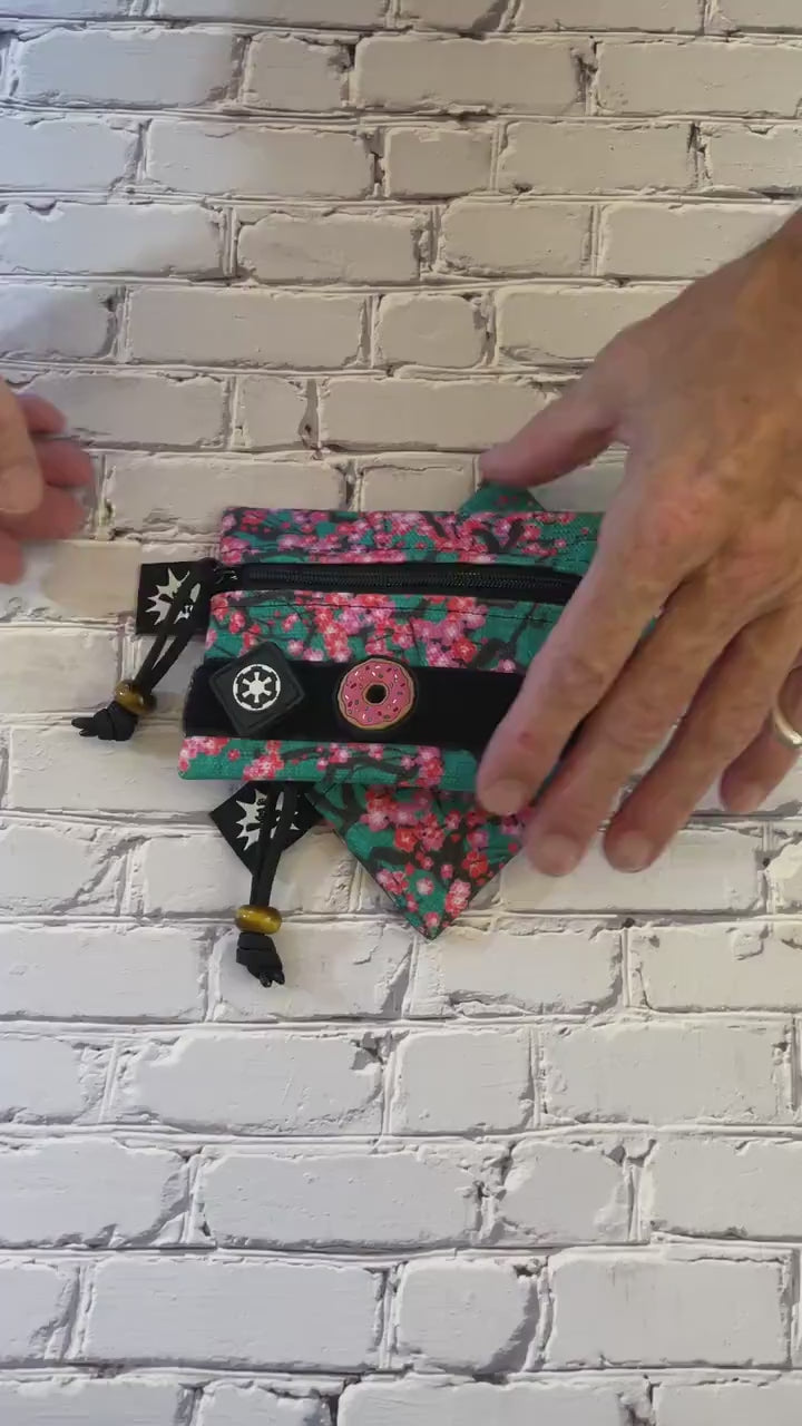 Waxed Canvas EDC Pouch | Mini Pouch | Small Zipper Wallet | Everyday Carry Bag | Hook and Loop Pouch | EDC Gear | Cherry Blossom Flowers