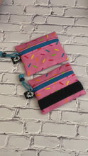 Load and play video in Gallery viewer, Waxed Canvas EDC Pouch | Mini Pouch | Small Zipper Wallet | Everyday Carry Bag | Hook and Loop Pouch | EDC Gear | Donut Sprinkles Pink
