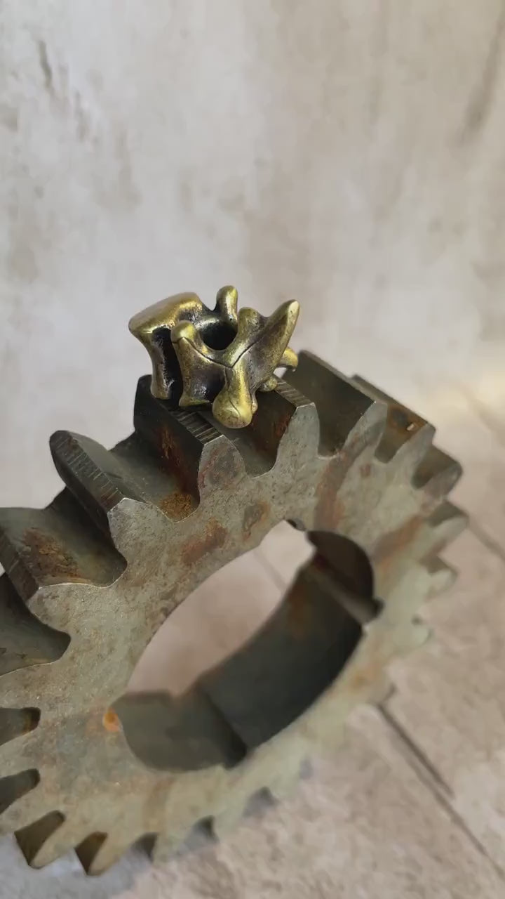Vertabrae EDC Knife Paracord Bead | Brass Bead | EDC Gear | Everyday Carry | Hank Bead | Large Hole Bead | Vintage Spine Bone