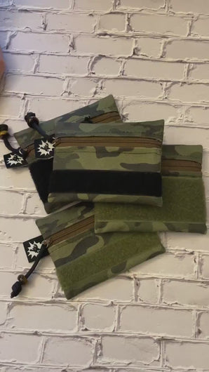 Waxed Canvas EDC Pouch | Mini Pouch | Small Zipper Wallet | Everyday Carry Bag | Hook and Loop Pouch | EDC Gear | Camo Canvas