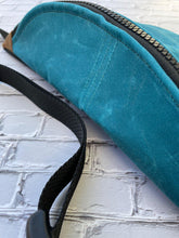 Load image into Gallery viewer, Teal Waxed Canvas Sling Bag
