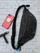 Load image into Gallery viewer, Black Waxed Canvas Sling Bag
