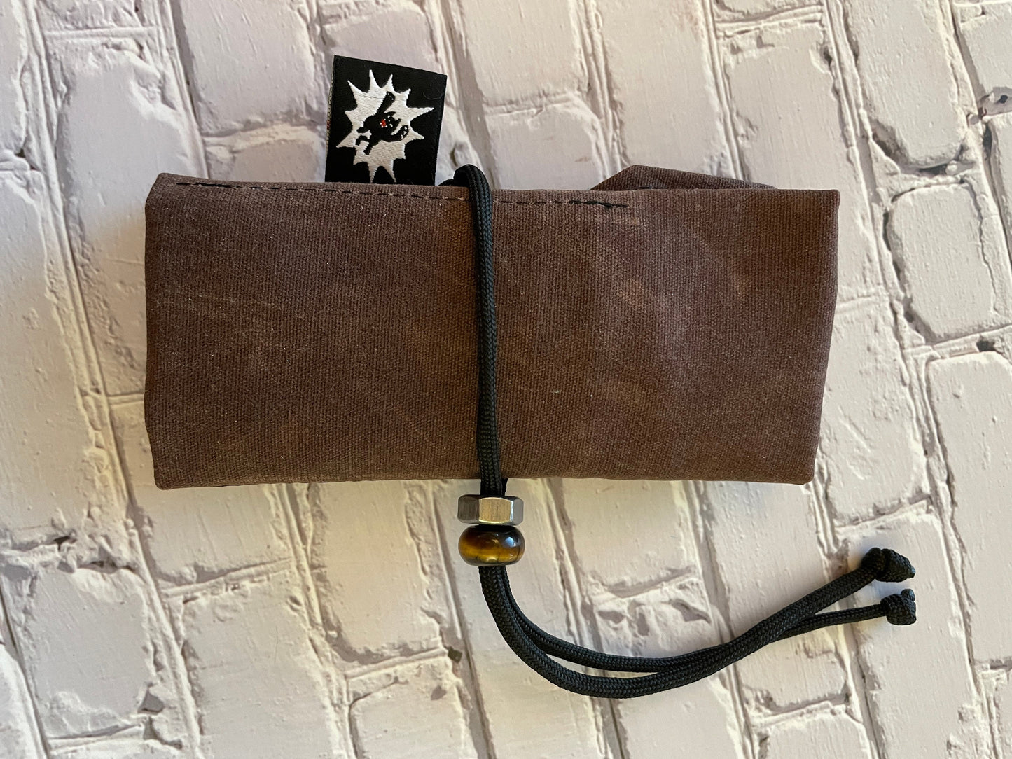EDC Tool Roll | Waxed Canvas Tool Pouch | Every Day Carry Gear | Edc Pocket Organizer | Knife Roll | Seigaiha Wave Hank| Cat Wave Red