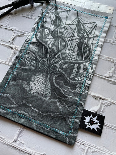 EDC Hank Limited Edition | EDC Gear Hankerchief | Hank for Bag, Pouch, Or Tray | Kraken Nautical Ship |  Everyday Carry Handkerchief