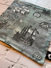 Load image into Gallery viewer, EDC Hank | Handkerchief for Every Day Carry | EDC Gear | Hank For EDC Organizer Pouch | Pirate Ship  | Paracord | Vintage Treasure Map
