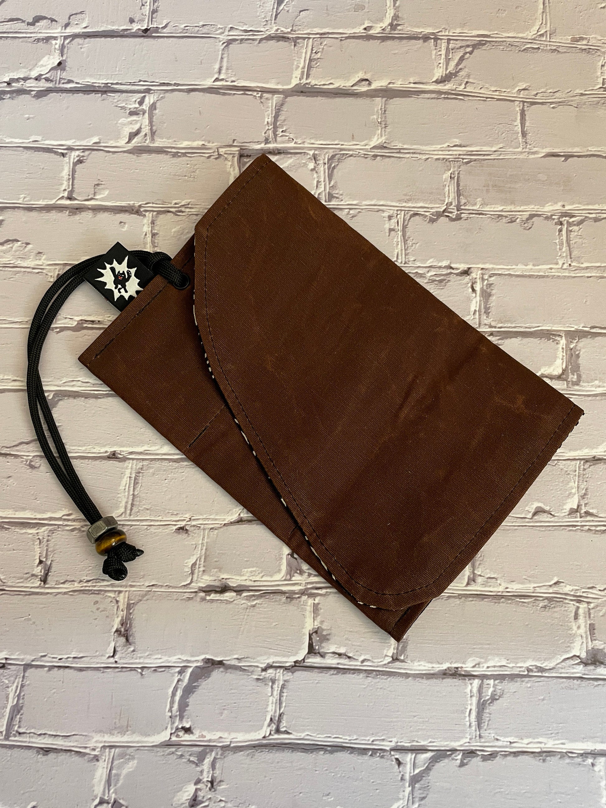 EDC Tool Roll | Waxed Canvas Tool Pouch | Every Day Carry Gear Bag |Pocket Organizer | Knife Roll | Pocket Dump Display Hank | Black Cat