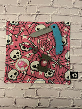 Load image into Gallery viewer, EDC Hank | Handkerchief for Every Day Carry | Goth EDC Gear Women | Hank For EDC Organizer Pouch | Paracord | Pink and Black Spooky Spider
