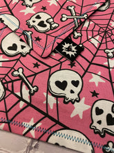 Load image into Gallery viewer, EDC Hank | Handkerchief for Every Day Carry | Goth EDC Gear Women | Hank For EDC Organizer Pouch | Paracord | Pink and Black Spooky Spider
