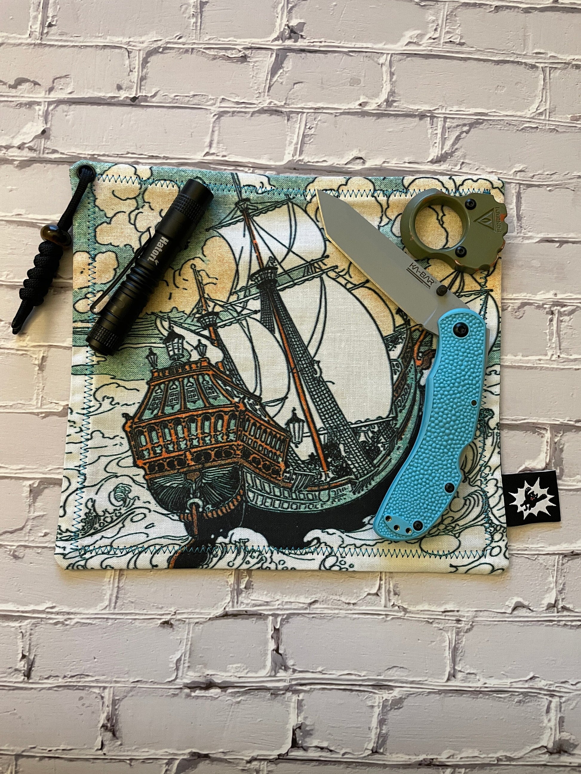 EDC Hank Limited Edition | EDC Gear Hankerchief | Nautical Hank for Bag, Pouch, Or Tray | Ship Ocean Pirate |  Everyday Carry Handkerchief