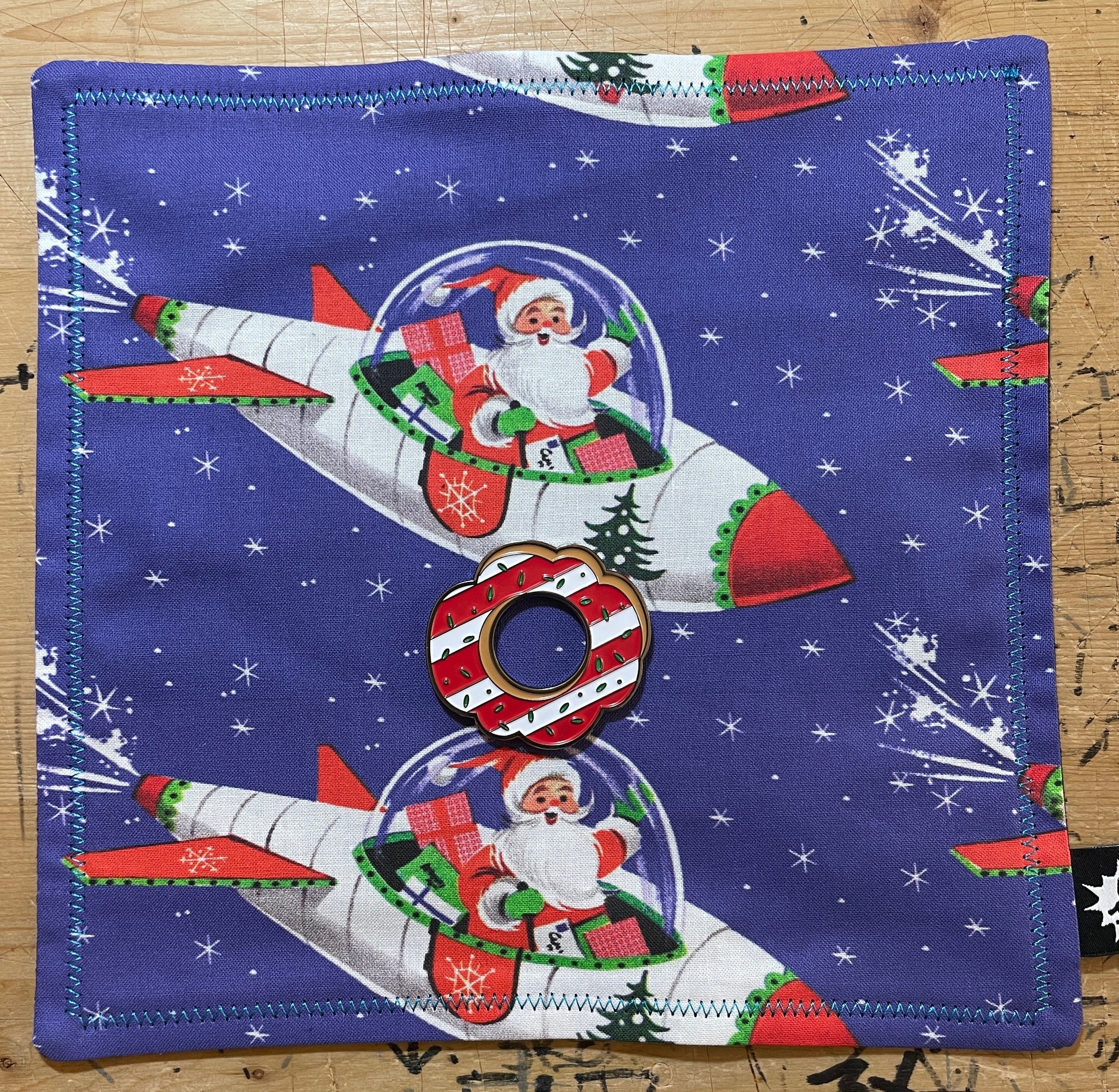 EDC Hank | Handkerchief for Every Day Carry | EDC Gear | Hank For EDC Organizer Pouch | Spaceship Santa  | Paracord | Christmas Holiday