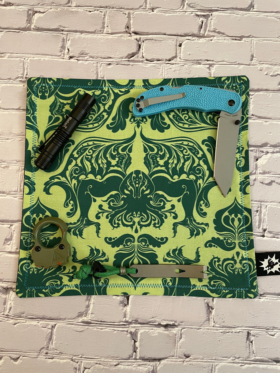 EDC Hank | Handkerchief for Every Day Carry | EDC Gear | Hank For EDC Organizer Pouch | Paracord | Steampunk Lovecraft  | Lime Cthulhu
