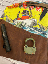 Load image into Gallery viewer, EDC Tool Roll | Waxed Canvas Tool Pouch | Every Day Carry Gear | Pocket Organizer | EDC Knife Roll | Pocket Dump Display Hank | Cat Pirate
