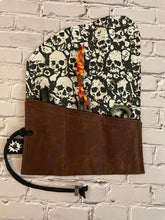 Load image into Gallery viewer, EDC Tool Roll | Waxed Canvas Tool Pouch | Every Day Carry Gear Bag | Pocket Organizer | EDC Knife Roll | Pocket Dump Hank | Scull Wall
