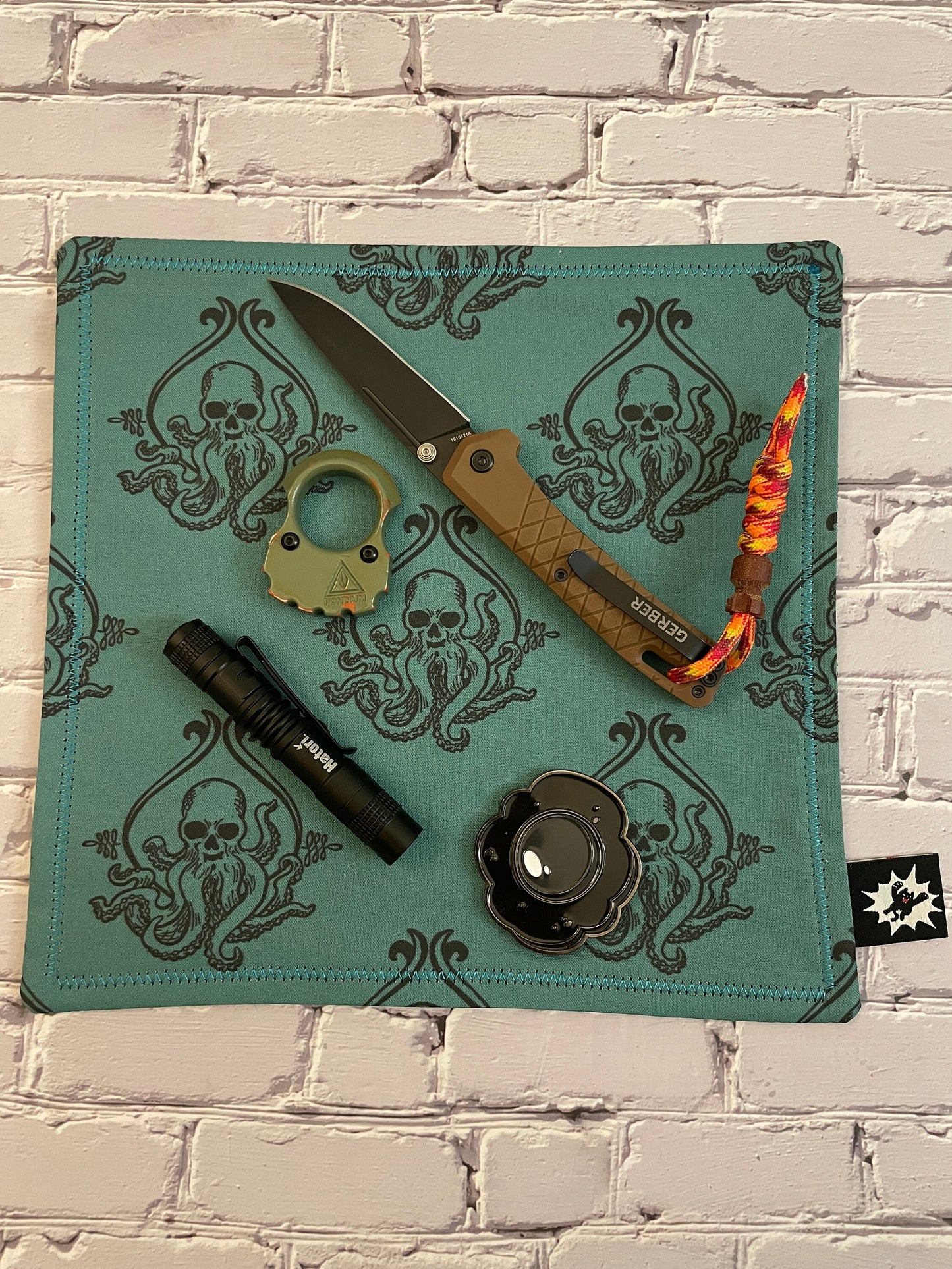 EDC Hank | Handkerchief for Every Day Carry | EDC Gear | Hank For EDC Organizer Pouch | Paracord | Lovecraft Steampunk | Teal Cthulhu