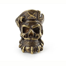 Load image into Gallery viewer, Pirate EDC Knife Paracord Bead | Brass Bead | EDC Gear | Everyday Carry | Hank Bead | Large Hole Bead | Ship Scull Nautical
