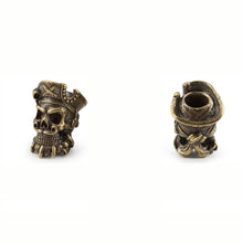 Load image into Gallery viewer, Pirate EDC Knife Paracord Bead | Brass Bead | EDC Gear | Everyday Carry | Hank Bead | Large Hole Bead | Ship Scull Nautical
