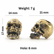 Load image into Gallery viewer, Punk Scull EDC Knife Paracord Bead | Brass Bead | EDC Gear | Everyday Carry | Hank Bead | Large Hole Bead | Horror Biker Large Scull Bead
