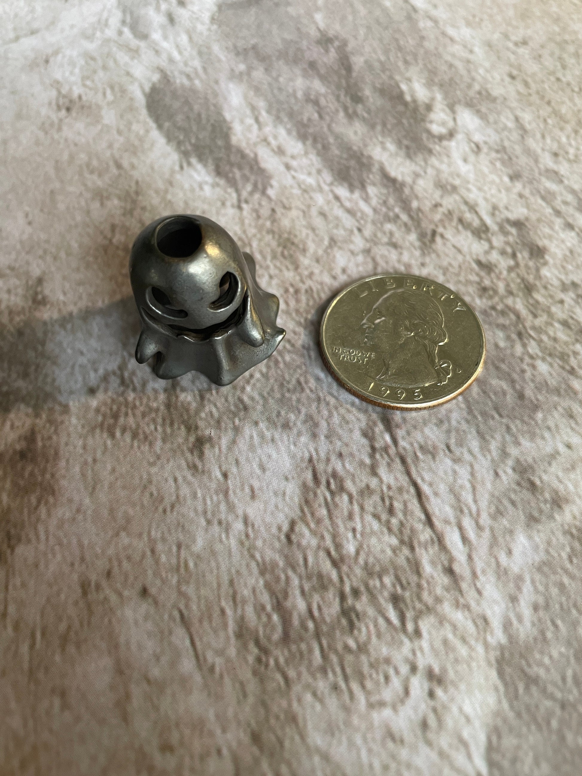 Ghost EDC Knife Paracord Bead | Brass Paracord Bead | EDC Gear | Everyday Carry | Hank Bead | Large Hole Bead | Spooky Black Gray Metal