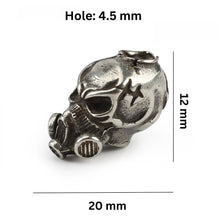Load image into Gallery viewer, Gas Mask Scull EDC Knife Paracord Bead | Brass Bead | EDC Gear | Everyday Carry  Hank Bead | Large Hole Bead | Steam Punk Gold Silver Toxic
