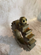 Load image into Gallery viewer, Shrunken Scull EDC Knife Paracord Bead | Brass Bead | EDC Gear | Everyday Carry  Hank Bead | Large Hole Bead | Steam Punk Gold Silver Horror
