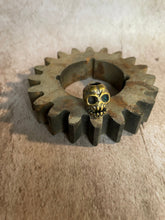 Load image into Gallery viewer, Shrunken Scull EDC Knife Paracord Bead | Brass Bead | EDC Gear | Everyday Carry  Hank Bead | Large Hole Bead | Steam Punk Gold Silver Horror
