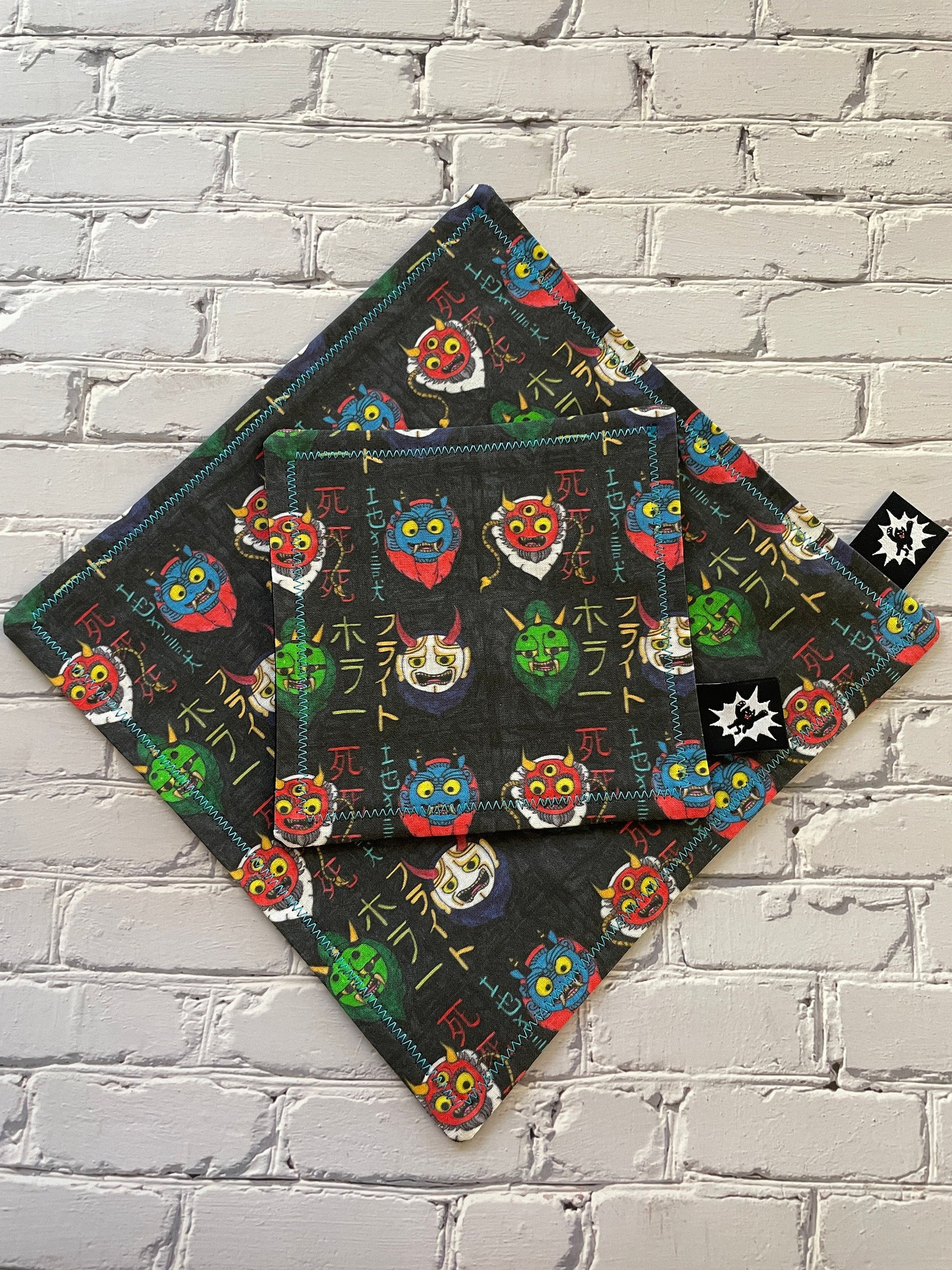 Oni Mask EDC Hank | Handkerchief for Every Day Carry | EDC Gear | Hank For EDC Organizer Pouch | Seigaiha Wave  | Paracord | Thunder God
