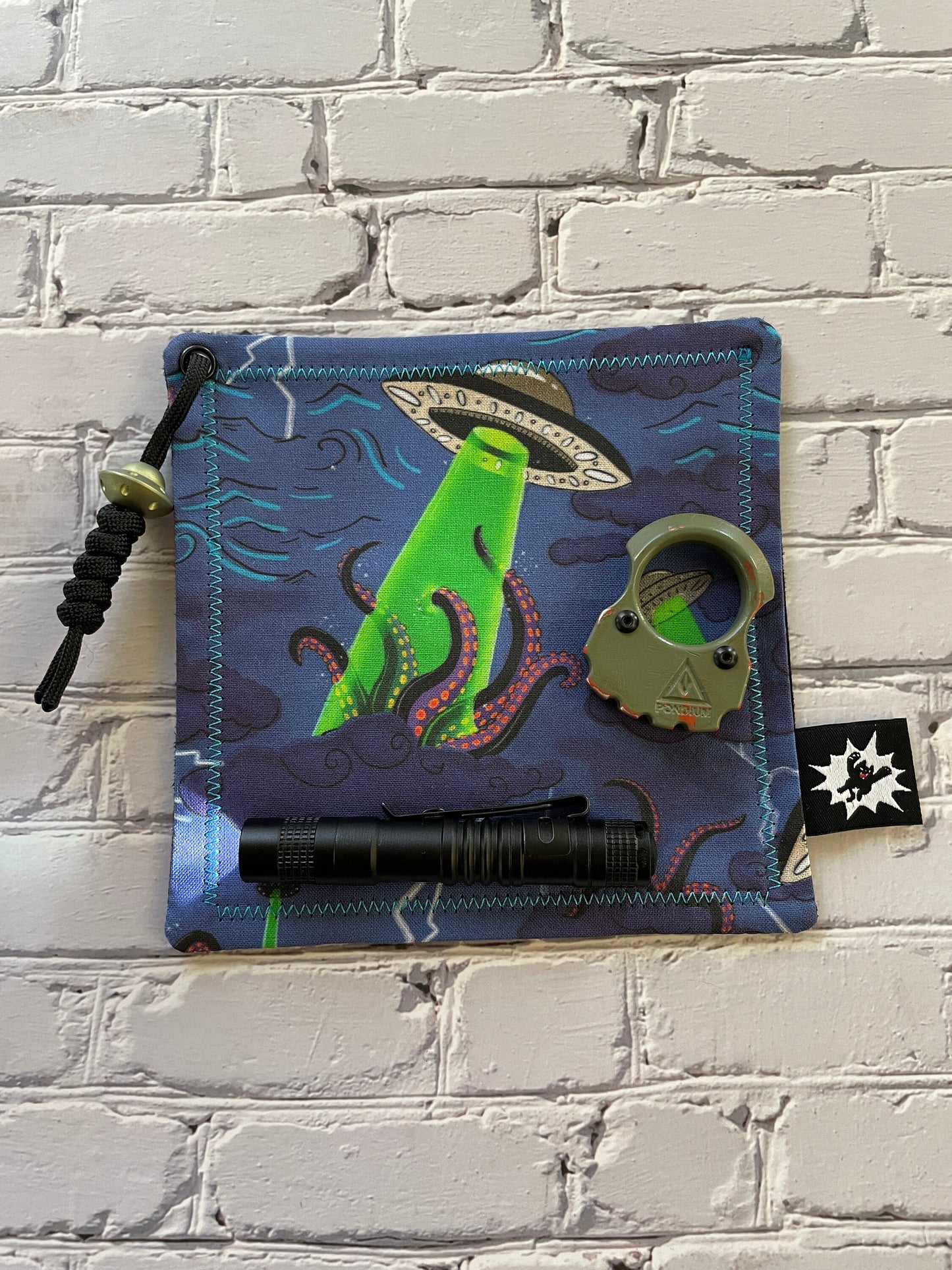 Alien Octopus | Handkerchief for Every Day Carry | EDC Gear | Hank For EDC Organizer Pouch | Paracord | Invasion Abduction Titanium Bead