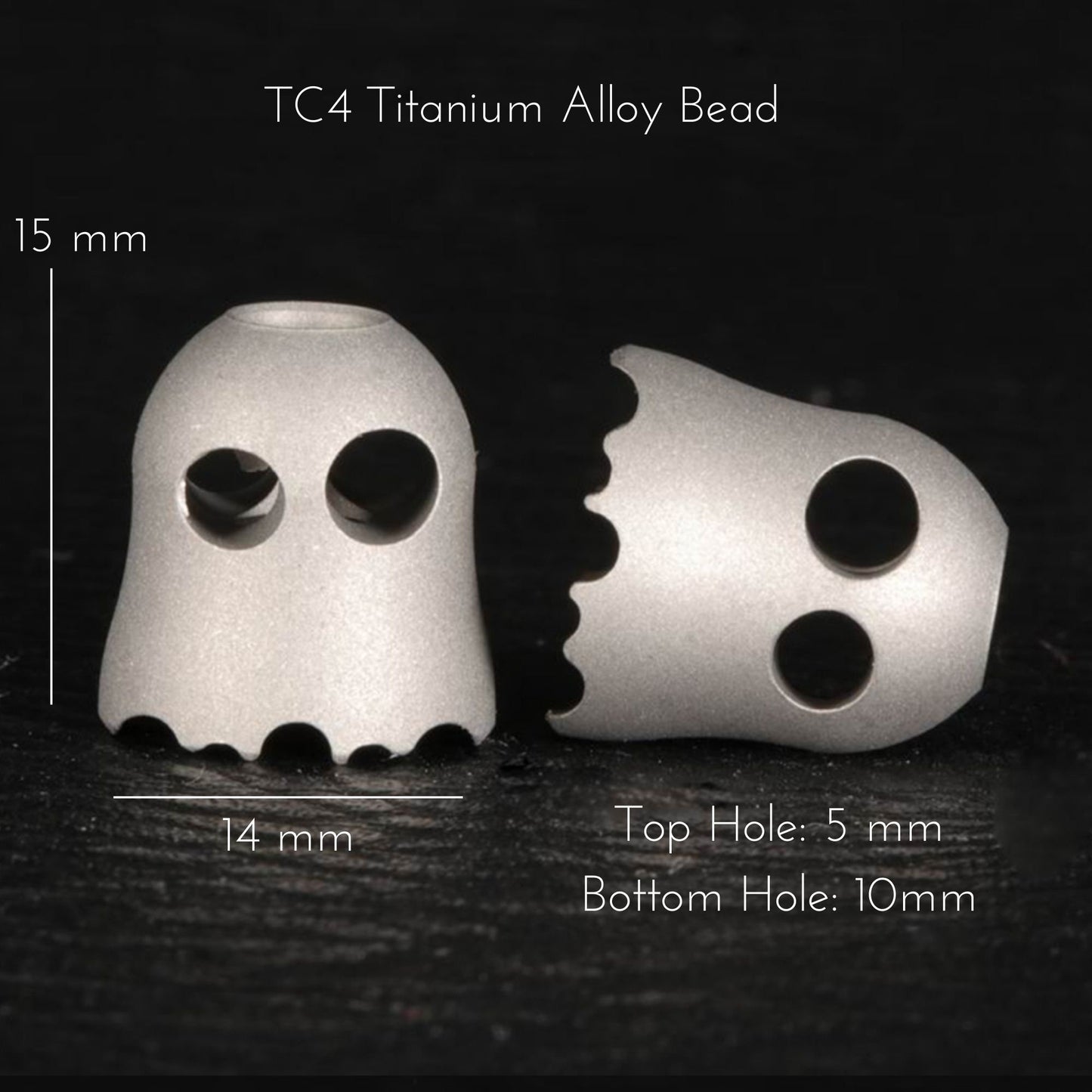 Boo EDC Knife Paracord Bead | Ending Bead | DIY EDC Gear | Everyday Carry | Hank or Zipper | Large Hole Knuck | Titanium Alloy Ghost Bead