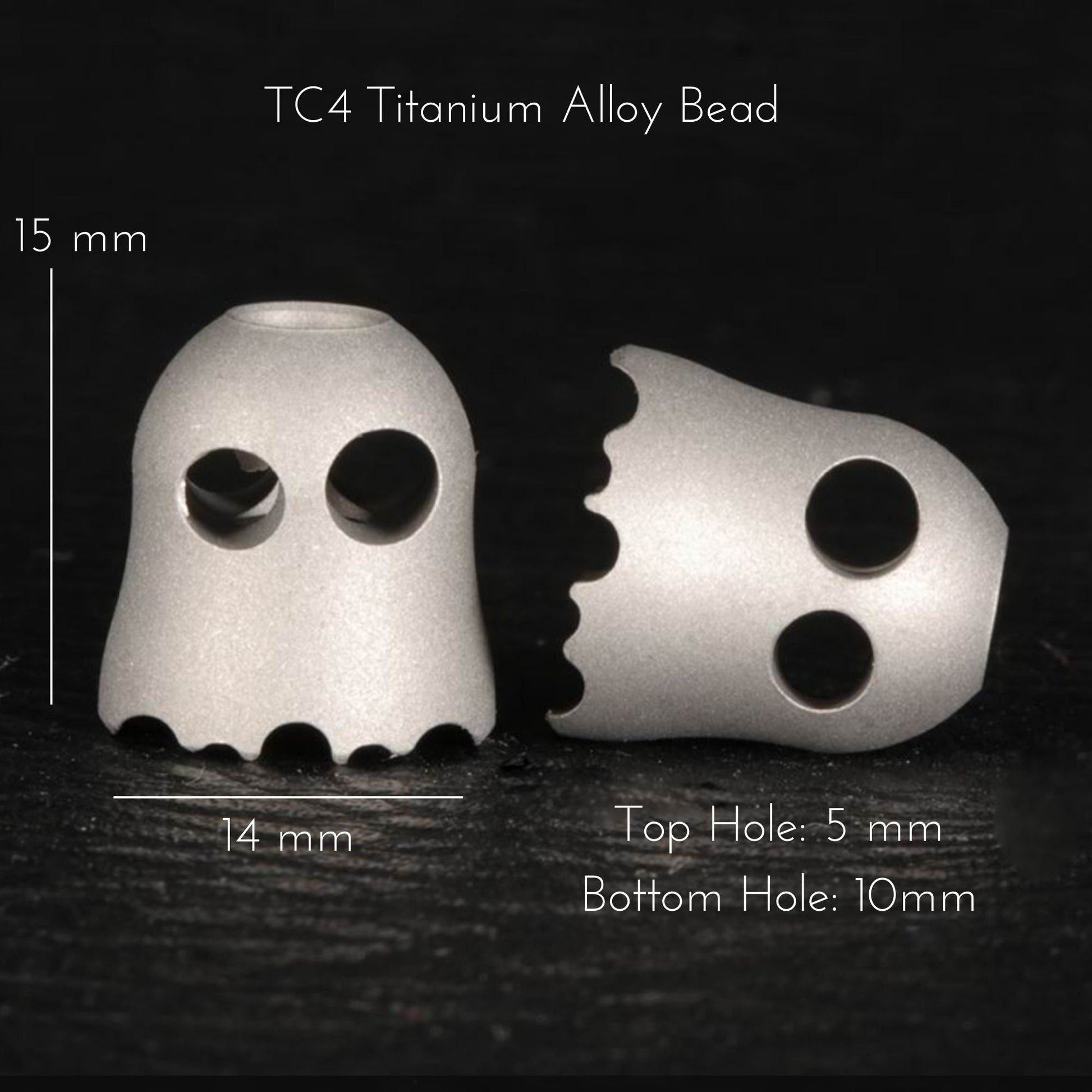 Boo EDC Knife Paracord Bead | Ending Bead | DIY EDC Gear | Everyday Carry | Hank or Zipper | Large Hole Knuck | Titanium Alloy Ghost Bead
