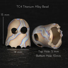 Load image into Gallery viewer, Boo EDC Knife Paracord Bead | Ending Bead | DIY EDC Gear | Everyday Carry | Hank or Zipper | Large Hole Knuck | Titanium Alloy Ghost Bead
