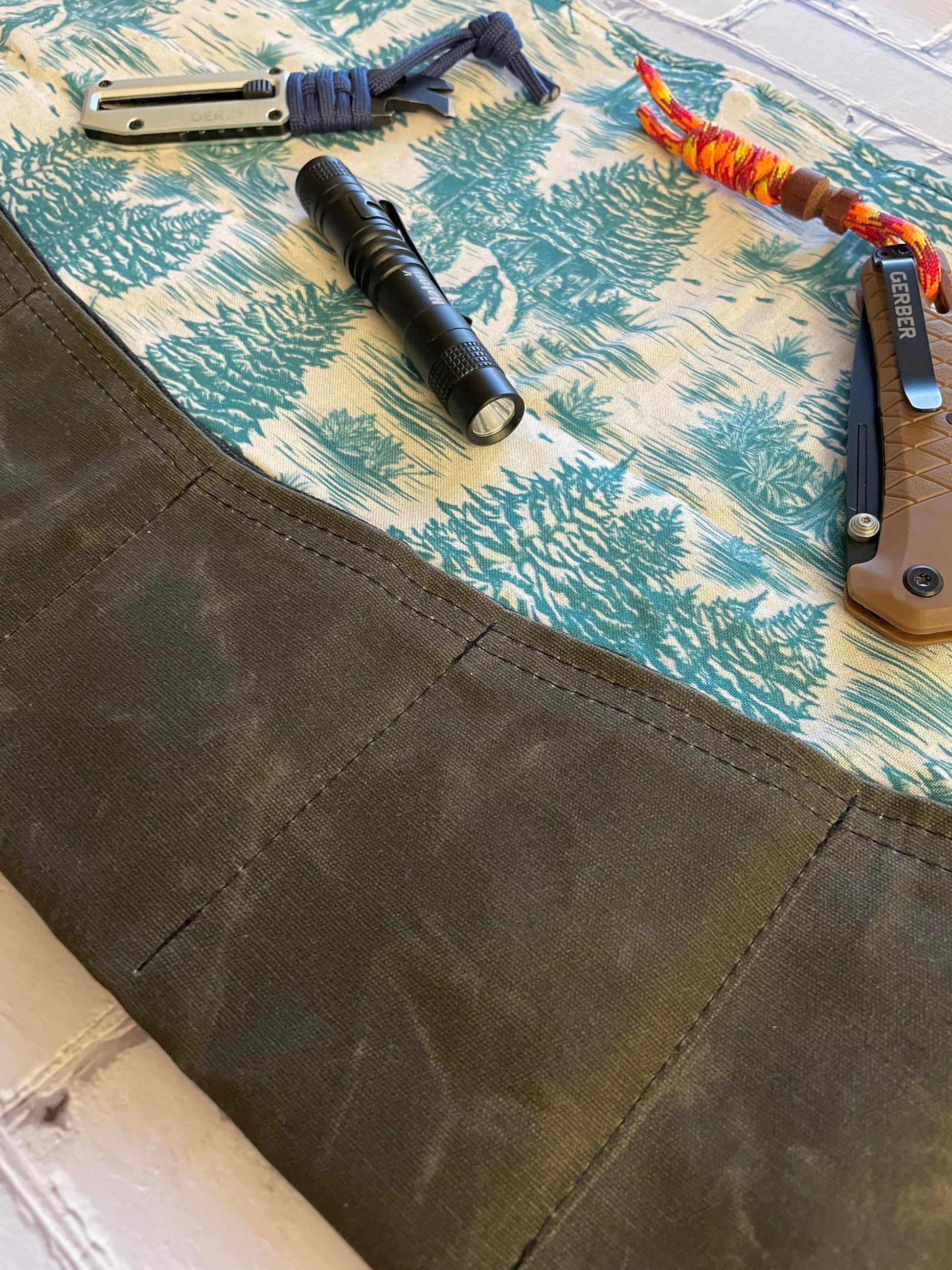 EDC Tool Roll | Waxed Canvas Pouch |Every Day Carry Gear Bag |Pocket Organizer | EDC Knife Roll | Pocket Dump Display Hank |Squatch Six Pack