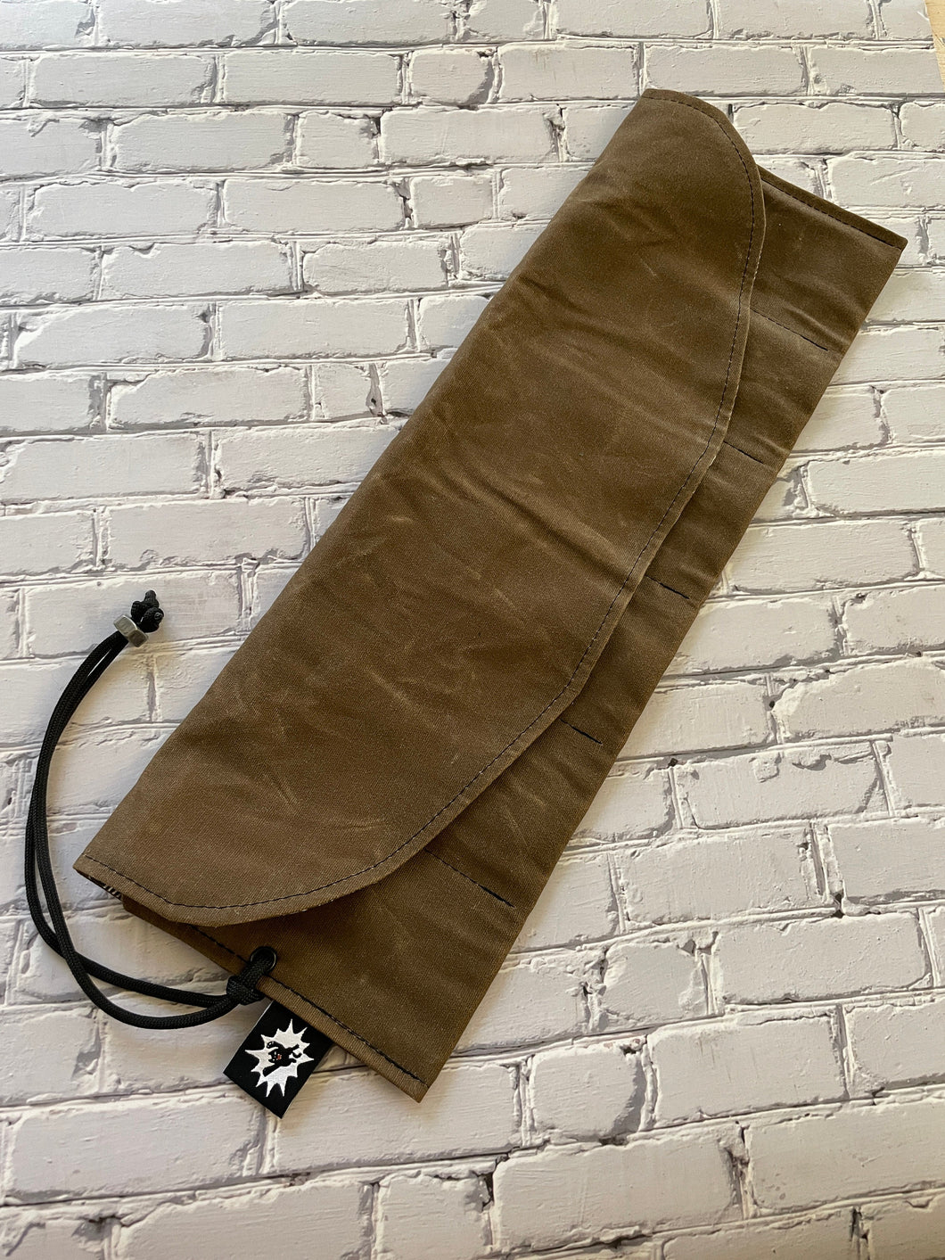 EDC Tool Roll | Waxed Canvas Pouch |Every Day Carry Gear Bag |Pocket Organizer | EDC Knife Roll | Pocket Dump Display Hank | Wave Six Pack