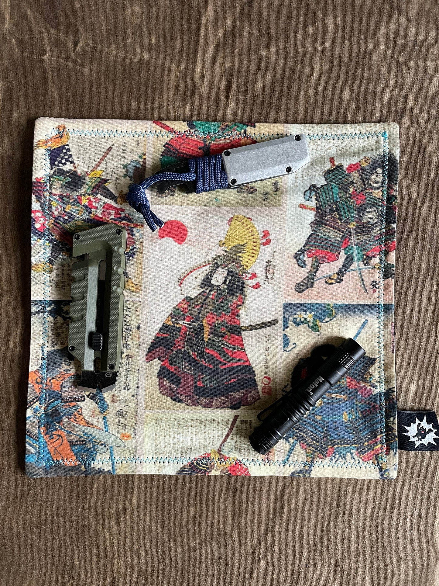 EDC Hank | Handkerchief Every Day Carry | EDC Gear | Hank For EDC Organizer Pouch | Cloth Tray | Flannel or Micro Fiber | Vintage Samurai