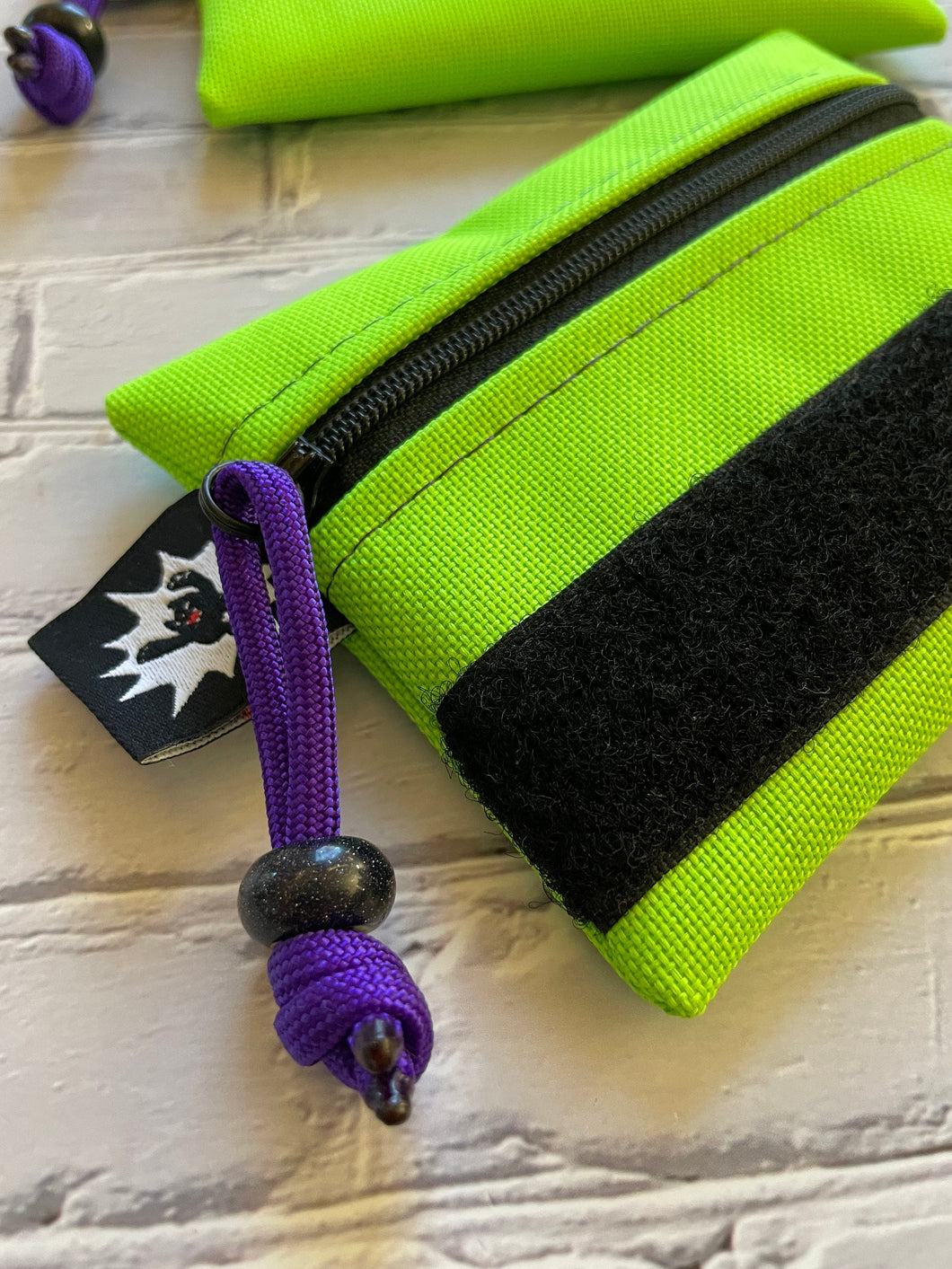 EDC Pouch | Mini Pouch | Small Zipper Wallet | Everyday Carry Bag | Hook and Loop Pouch | EDC Gear | Tactical Kit Lime Green Purple