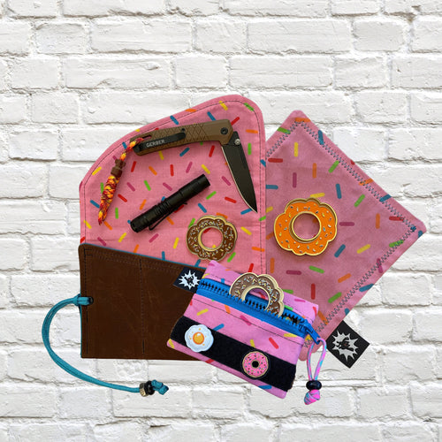 EDC Hank Set | Handkerchief for Every Day Carry | Gear for EDC Organizer Pouch | Gift Set | Pocket Dump Combo Pack | Donut Dessert Warrior