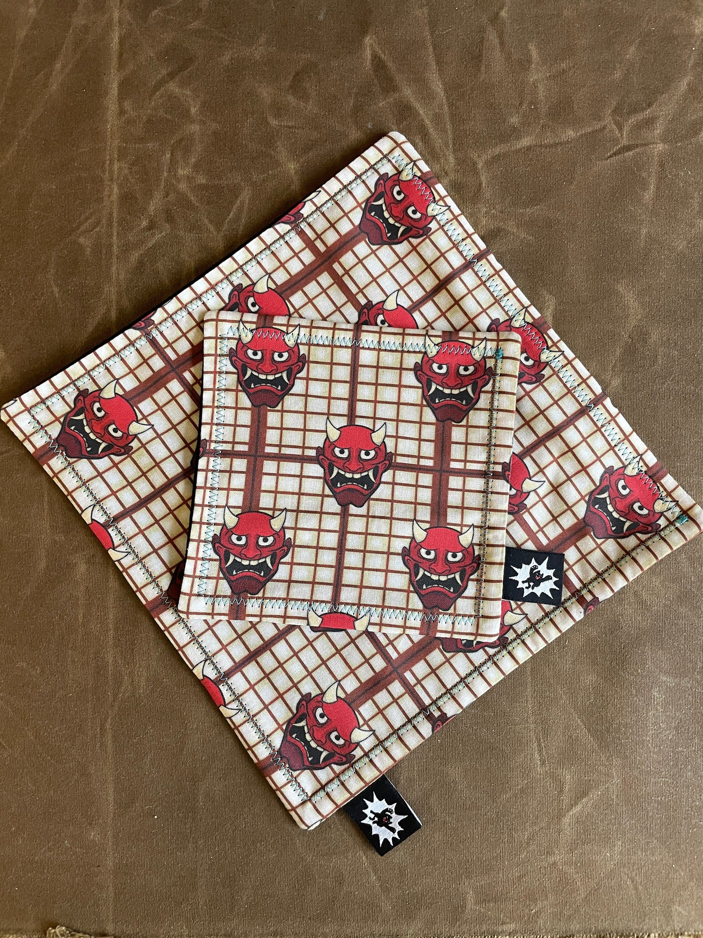 EDC Hank | Handkerchief Every Day Carry | EDC Gear | Hank For EDC Organizer Pouch | Cloth Tray | Flannel or Micro Fiber | Demon Devil Plaid