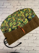 Load image into Gallery viewer, EDC Tool Roll | Waxed Canvas Pouch | Every Day Carry Gear Bag | Pocket Organizer | Knife Roll | Pocket Dump Display Hank | Green Camo
